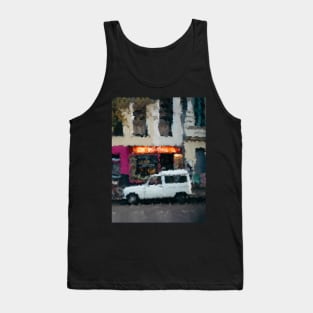 Retro white car oil painting Tank Top